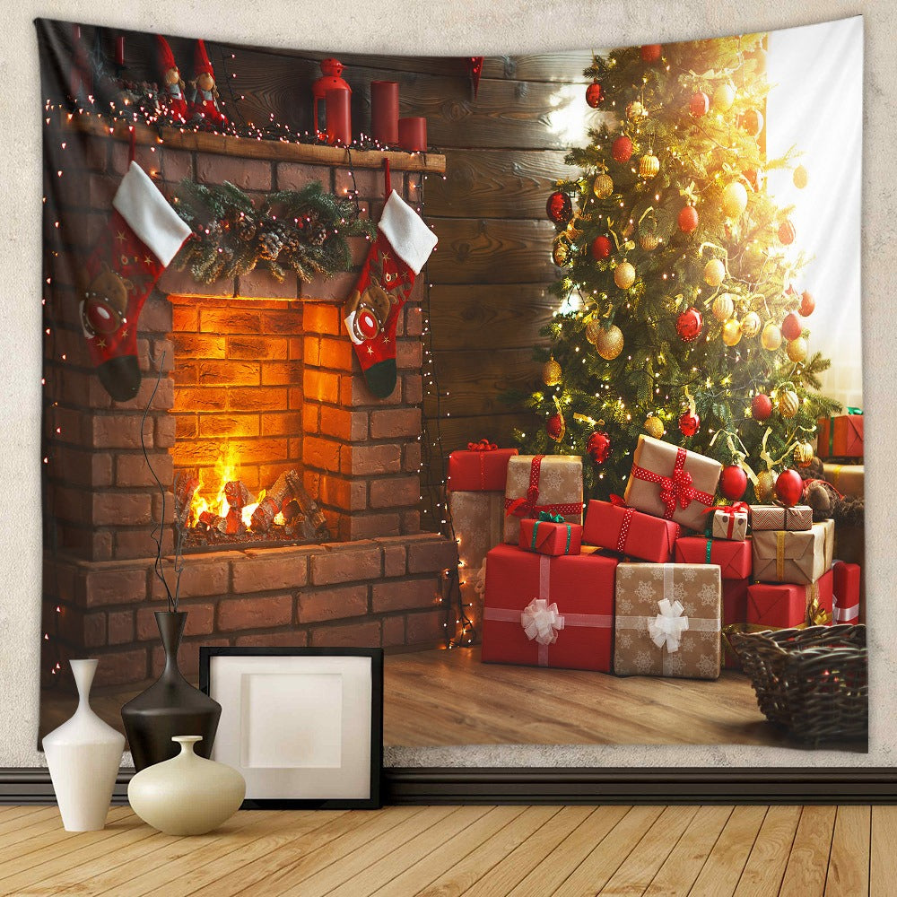 Christmas Tree Tapestry Room Decoration Wall Fabric Ins Hanging Fabric Home Bohemian Tapestry Christmas Tapestry