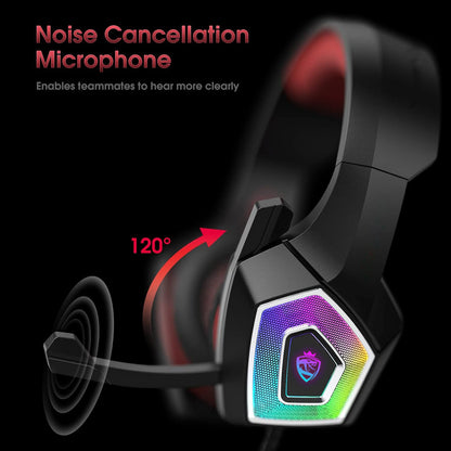 Head mounted gaming headphones colorful RGB wired computer headphones game controller headphones