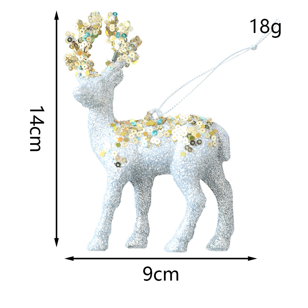 Christmas Deer Pendant Christmas Tree Decoration Sparkling Pink Plush Deer Ornament