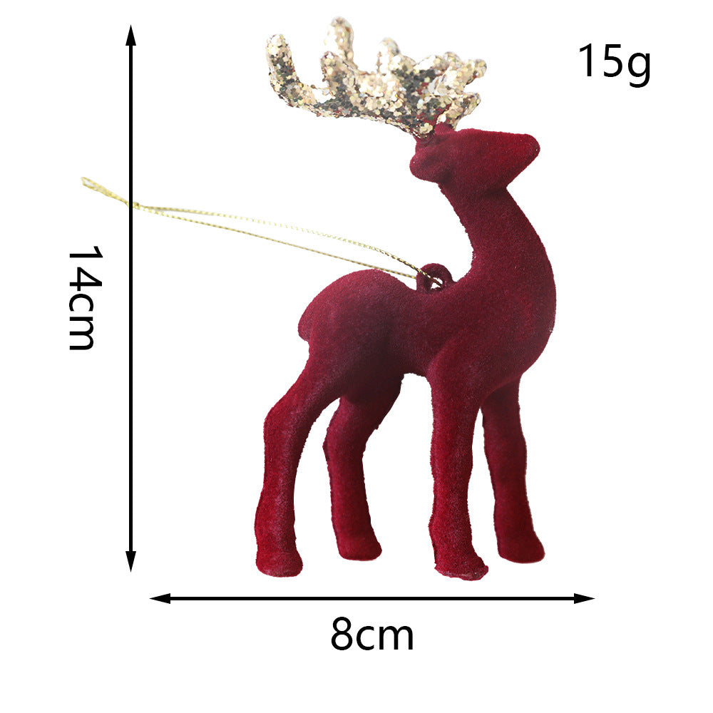 Christmas Deer Pendant Christmas Tree Decoration Sparkling Pink Plush Deer Ornament