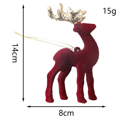Christmas Deer Pendant Christmas Tree Decoration Sparkling Pink Plush Deer Ornament