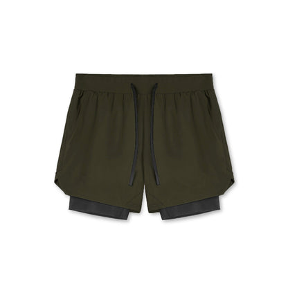 Fitness shorts men's nylon running muscle training stretch quick drying American double-layer basketball shorts summer