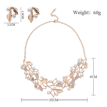 New Light Luxury Niche Design Sense Fashion Pearl Pendant Necklace Earrings Two-Piece Clavicle Chain