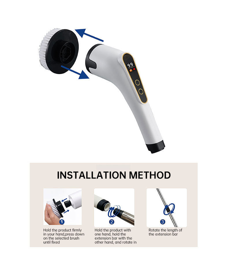 Seven-in-one Wireless Multi-function Cleaning Brush Long Handle Retractable Bathroom Toilet Floor Brush