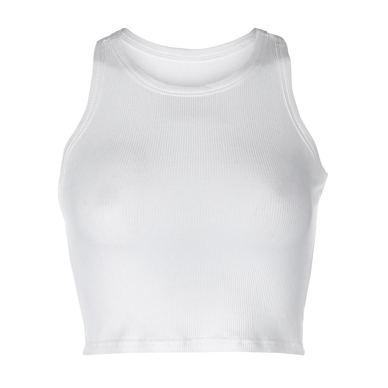 New Solid Color Elastic Self-Cultivation Sports And Leisure Vest Women's Outer Wear Bottom Wrap Chest Vest