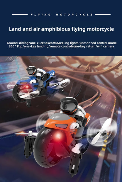 2.4G Remote Control Land-Air Drone Motorcycle Toy
