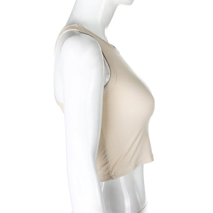 New Solid Color Elastic Self-Cultivation Sports And Leisure Vest Women's Outer Wear Bottom Wrap Chest Vest