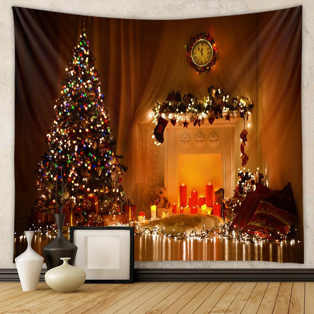 Christmas Tree Tapestry Room Decoration Wall Fabric Ins Hanging Fabric Home Bohemian Tapestry Christmas Tapestry