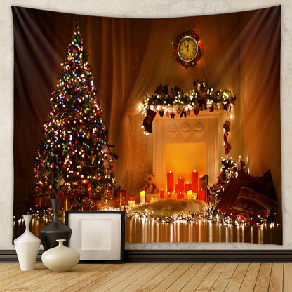 Christmas Tree Tapestry Room Decoration Wall Fabric Ins Hanging Fabric Home Bohemian Tapestry Christmas Tapestry