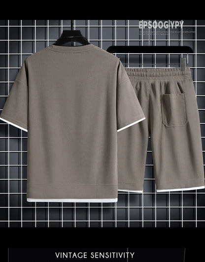 Waffle Short-Sleeved Sports Suit Men's