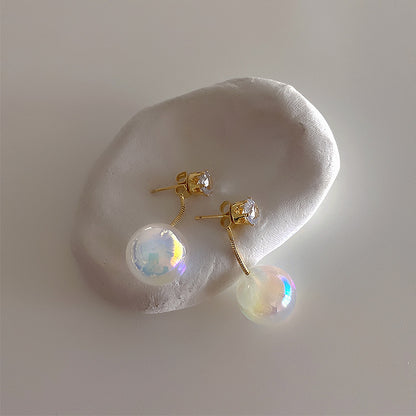 Pearl Metal Zircon Stud Earrings Women's Personality Simple and Versatile Temperament Fashion Earrings
