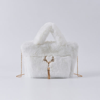 New Women's Imitation Rabbit Hair Handbag Plush Shoulder Bag Casual Versatile Imitation Crossbody Bag Fashion Large Capacity Bag