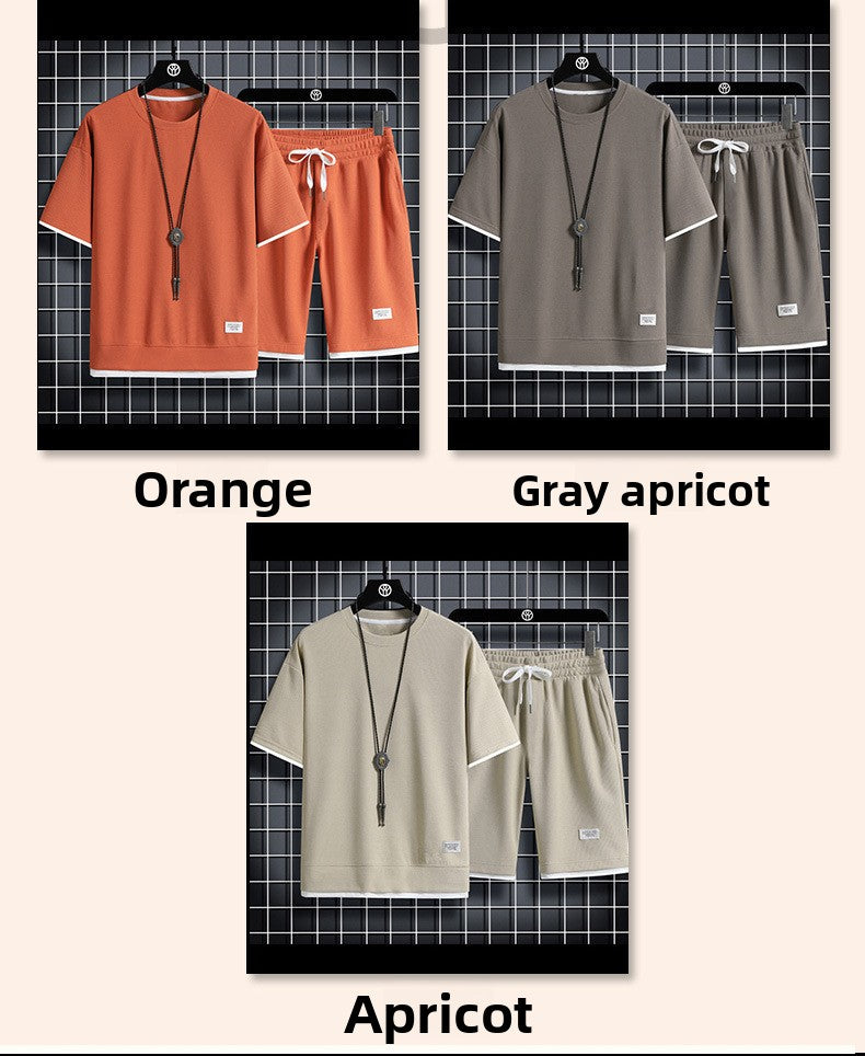 Waffle Short-Sleeved Sports Suit Men's