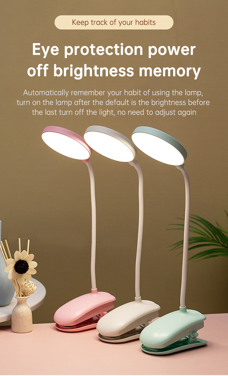 Table Lamp Eye Protection Desk Rechargeable Plug-In Dual Purpose Clamp Table Lamp Dormitory Bedroom Learning LED Bedside