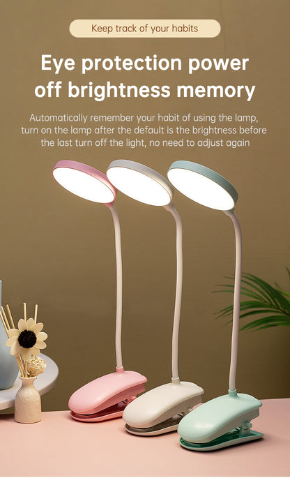 Table Lamp Eye Protection Desk Rechargeable Plug-In Dual Purpose Clamp Table Lamp Dormitory Bedroom Learning LED Bedside