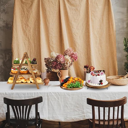 Wooden Dessert Table Ornaments Display Shelf Cold Meal Tea Break Table Tableware High Foot Cake Fruit Plate Solid Wood Tray
