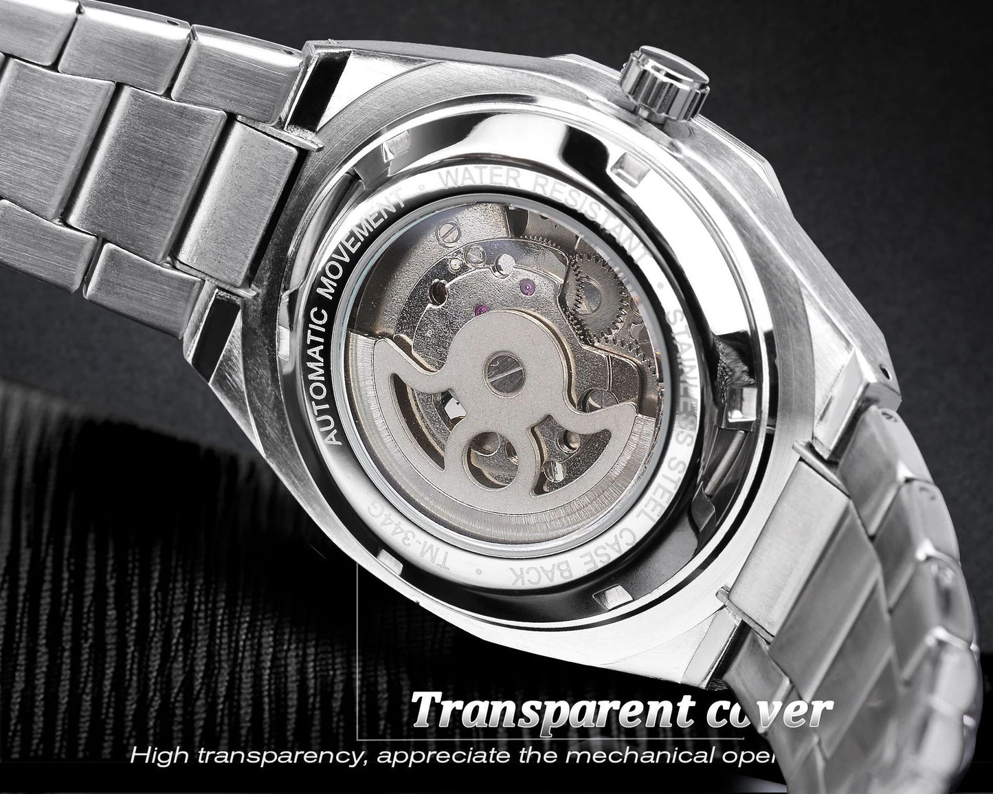 Men's fashionable skeletonized mechanical watch