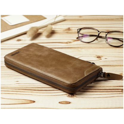 New Come Fashion Vintage Long Style Split Leather Men Wallet Soft For Business Casual Men Wallet Clutch Bags High Quality