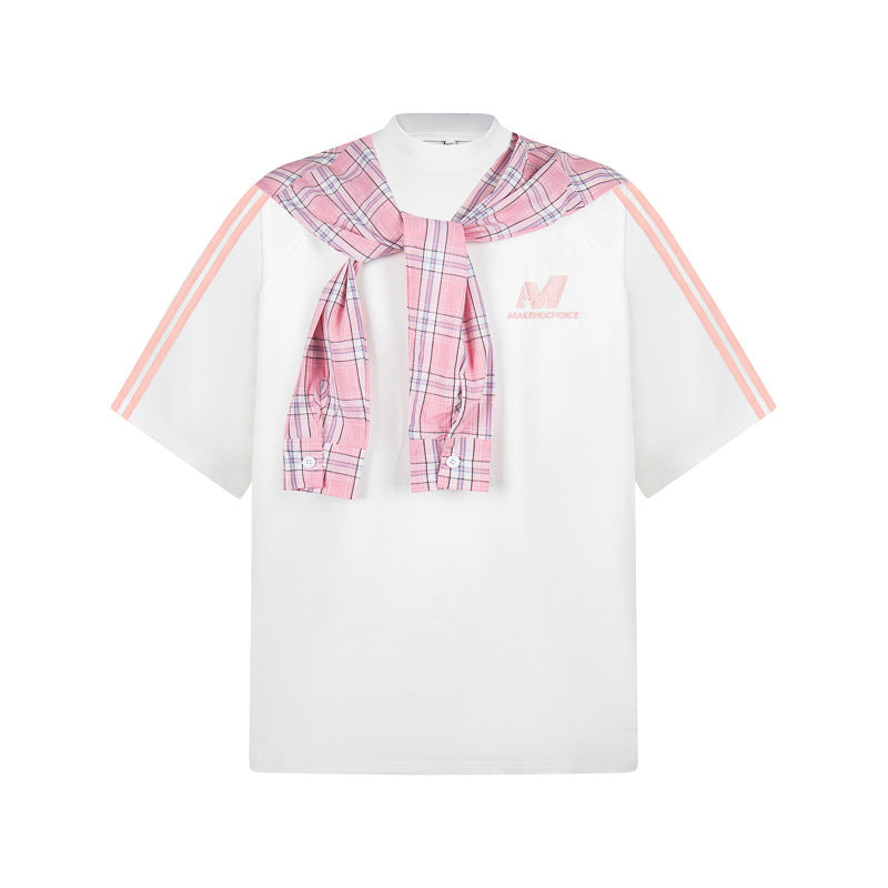 Street Style Loose Fit Unisex T-Shirt with Detachable Cape and Letter Embroidery Design