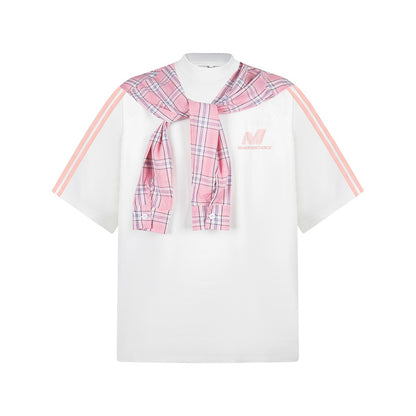 Street Style Loose Fit Unisex T-Shirt with Detachable Cape and Letter Embroidery Design
