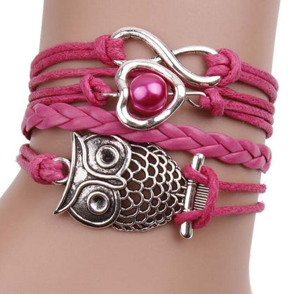 Bracelets on hand Infinity Owl Pearl Friendship Multilayer Charm Leather Bracelets