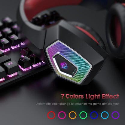 Head mounted gaming headphones colorful RGB wired computer headphones game controller headphones