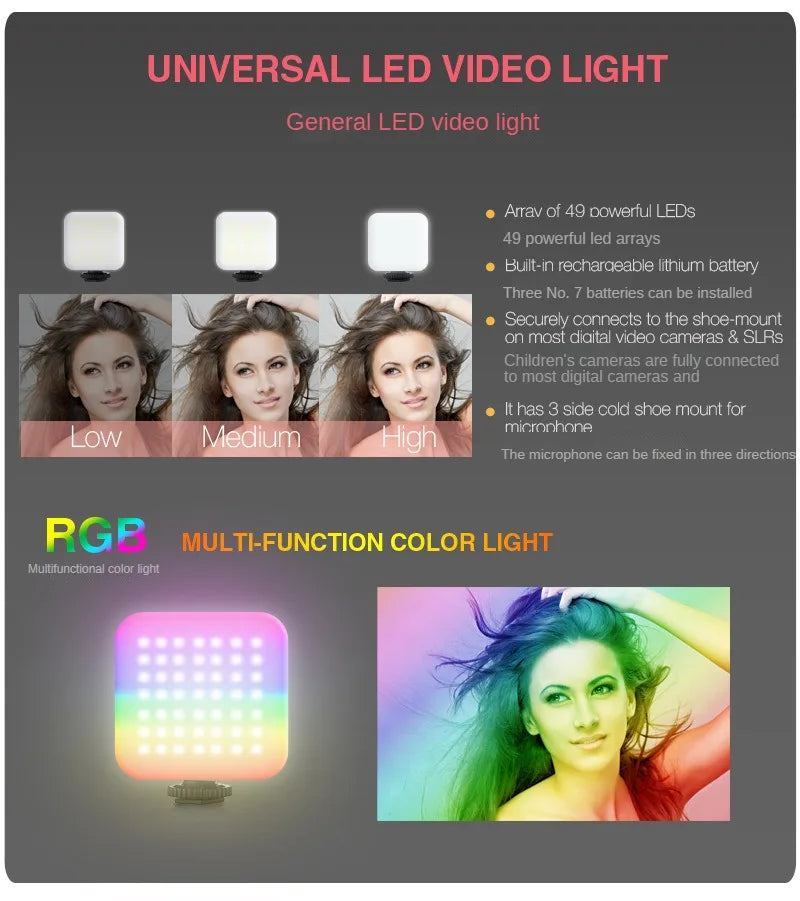 Vlogging kit for mobile phone tripod 36 led fill light and mini microphone for live stream, video TikTok YouTube