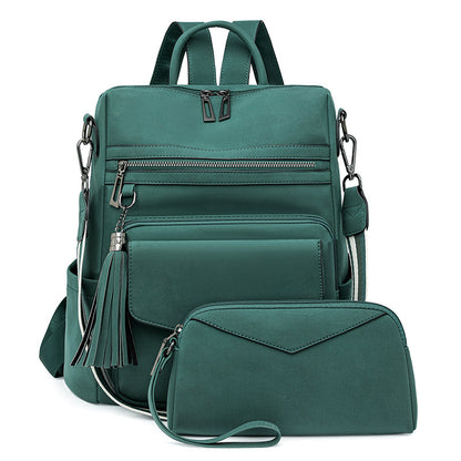 Double-color fringed backpack