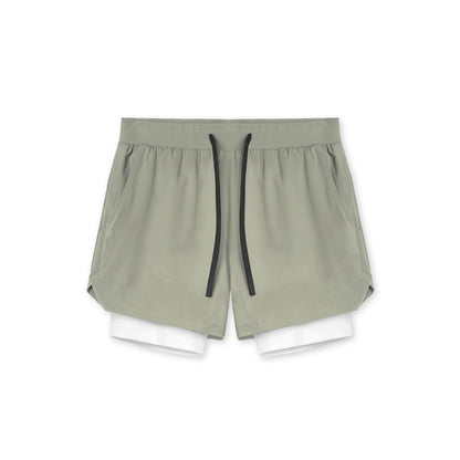 Fitness shorts men's nylon running muscle training stretch quick drying American double-layer basketball shorts summer