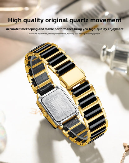 CHENXI Square Couple Watch with Ceramic Strap