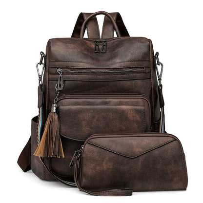 Double-color fringed backpack