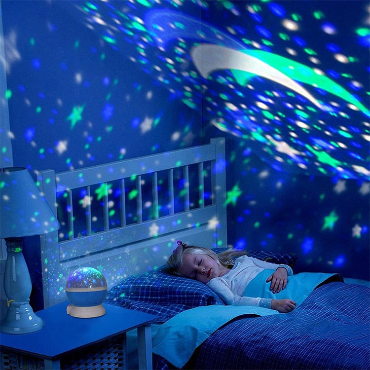 LED Projector Star Moon Night Light Sky Rotating Operated Nightlight Lamp For Children Kids Baby Bedroom Nursery  Christmas Gift