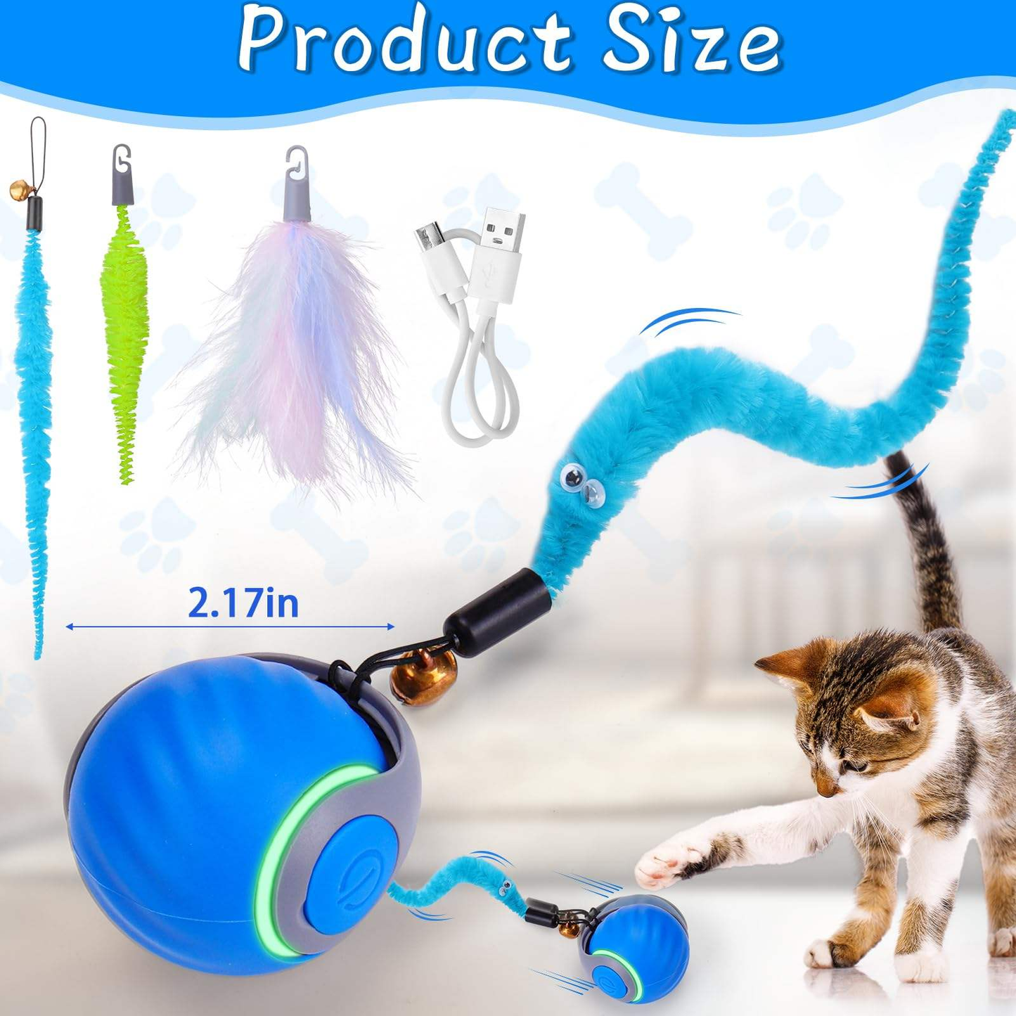 Pet Attraction Cat Toy Self-Entertainment Intelligent Interactive Cat Ball Automatic Teaser Stick Energy Consumption Tumbler Ball
