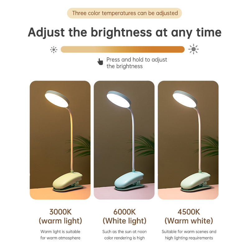 Table Lamp Eye Protection Desk Rechargeable Plug-In Dual Purpose Clamp Table Lamp Dormitory Bedroom Learning LED Bedside