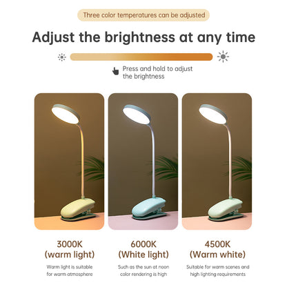 Table Lamp Eye Protection Desk Rechargeable Plug-In Dual Purpose Clamp Table Lamp Dormitory Bedroom Learning LED Bedside