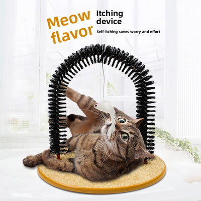 Arch Shape Cat Scratching Brush with Tease Stick
