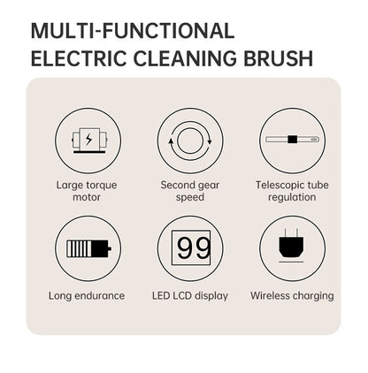 Seven-in-one Wireless Multi-function Cleaning Brush Long Handle Retractable Bathroom Toilet Floor Brush