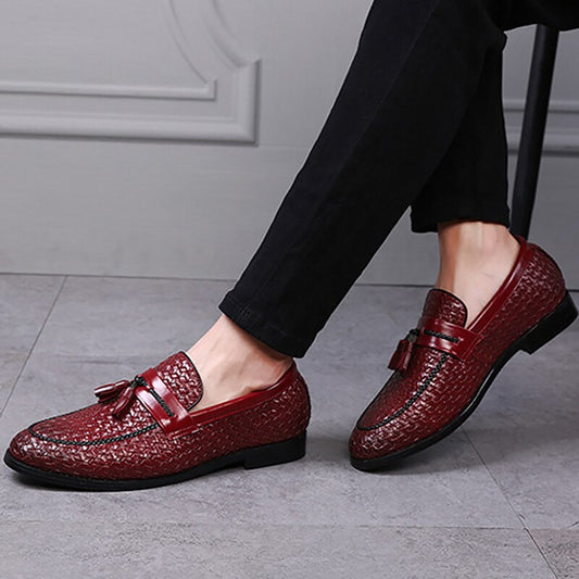 Tassel Plaid Men New Loafers Weaving Comfortable Soft Leisure Leather Shoes Fashion Sapato Masculino