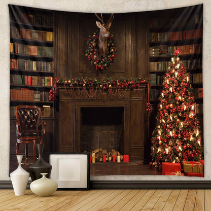 Christmas Tree Tapestry Room Decoration Wall Fabric Ins Hanging Fabric Home Bohemian Tapestry Christmas Tapestry