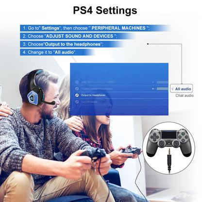 Head mounted gaming headphones colorful RGB wired computer headphones game controller headphones