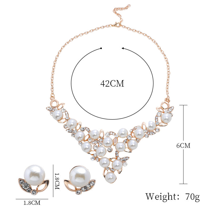 Necklace Earring Set Female Couple Birthday Valentine's Day Gift To Girlfriend Pearl Necklace Light Luxury Niche Clavicle Chain