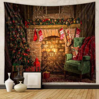 Christmas Tree Tapestry Room Decoration Wall Fabric Ins Hanging Fabric Home Bohemian Tapestry Christmas Tapestry