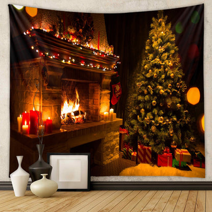 Christmas Tree Tapestry Room Decoration Wall Fabric Ins Hanging Fabric Home Bohemian Tapestry Christmas Tapestry