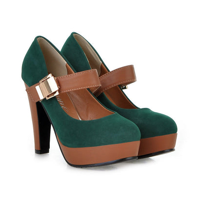 Wide-leg Women's Shoes Platform High Heels Velcro Heels Spring and Autumn Shallow Mouth Single Shoes