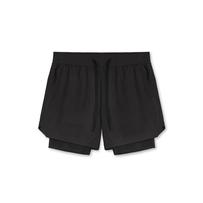Fitness shorts men's nylon running muscle training stretch quick drying American double-layer basketball shorts summer