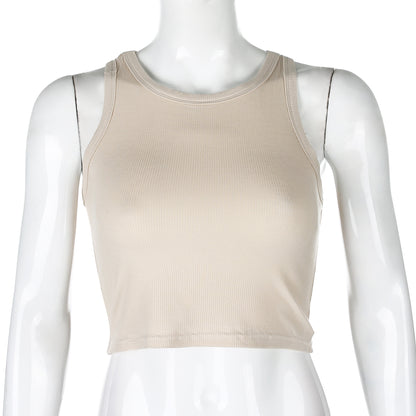 New Solid Color Elastic Self-Cultivation Sports And Leisure Vest Women's Outer Wear Bottom Wrap Chest Vest