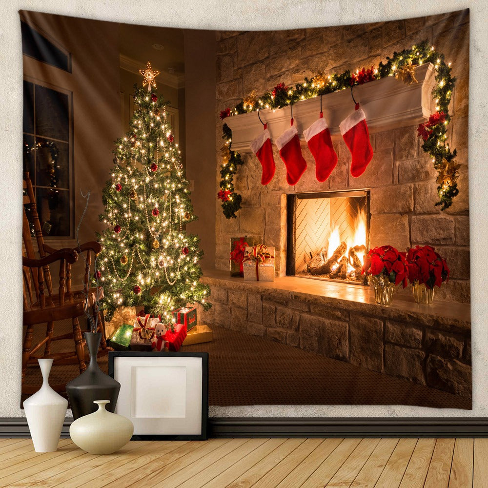 Christmas Tree Tapestry Room Decoration Wall Fabric Ins Hanging Fabric Home Bohemian Tapestry Christmas Tapestry
