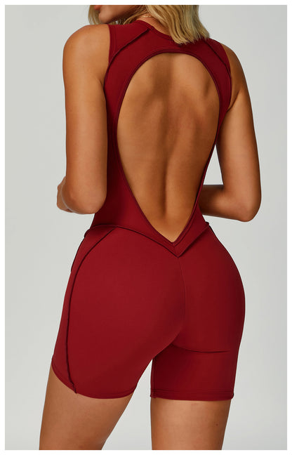 Fleece Jumpsuit Yoga Wear Backless  Lines Jumpsuit Women Running Sports Fitness Wear