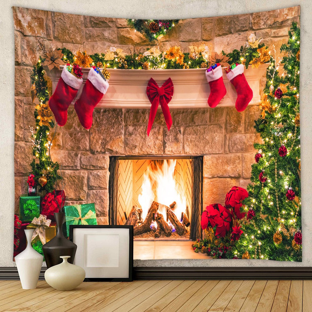 Christmas Tree Tapestry Room Decoration Wall Fabric Ins Hanging Fabric Home Bohemian Tapestry Christmas Tapestry