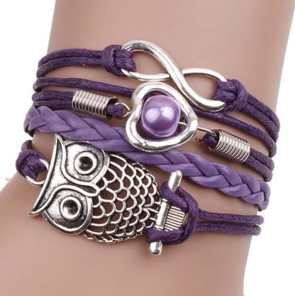 Bracelets on hand Infinity Owl Pearl Friendship Multilayer Charm Leather Bracelets